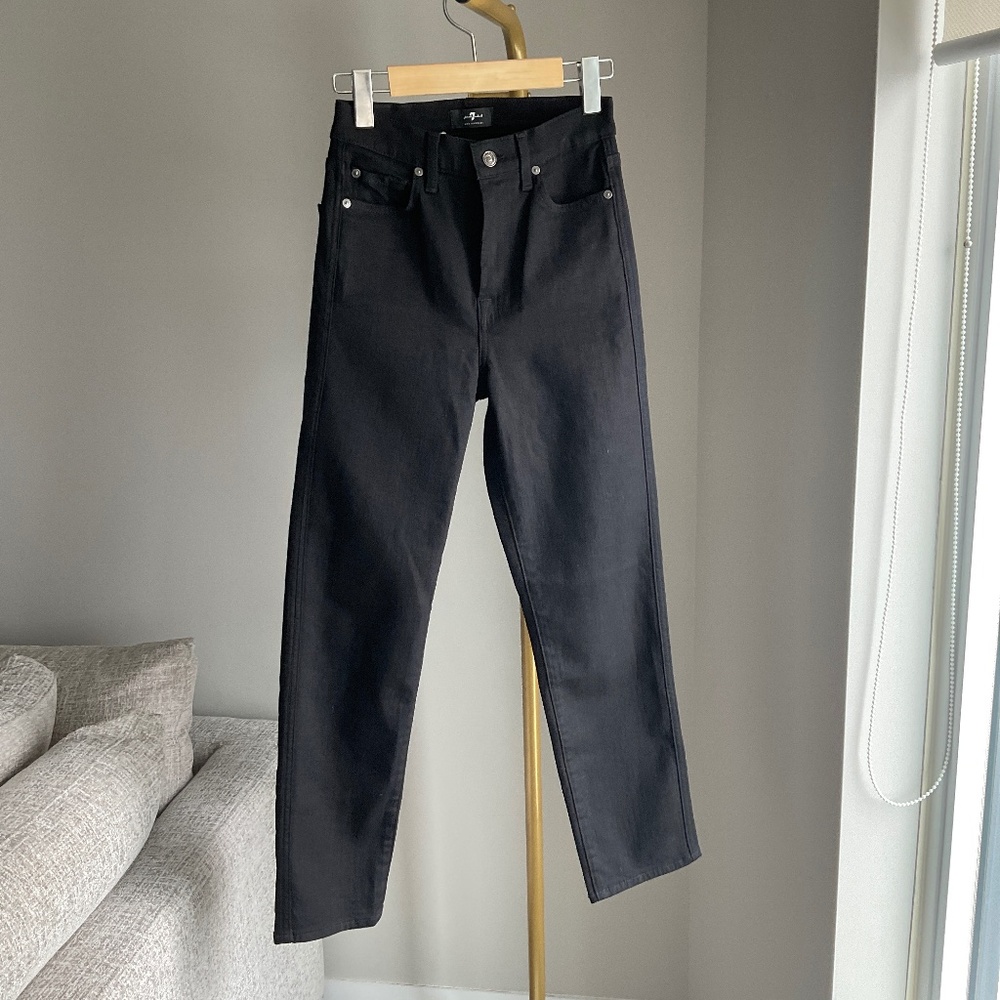 7 For All Mankind Black Straight-Leg Jeans